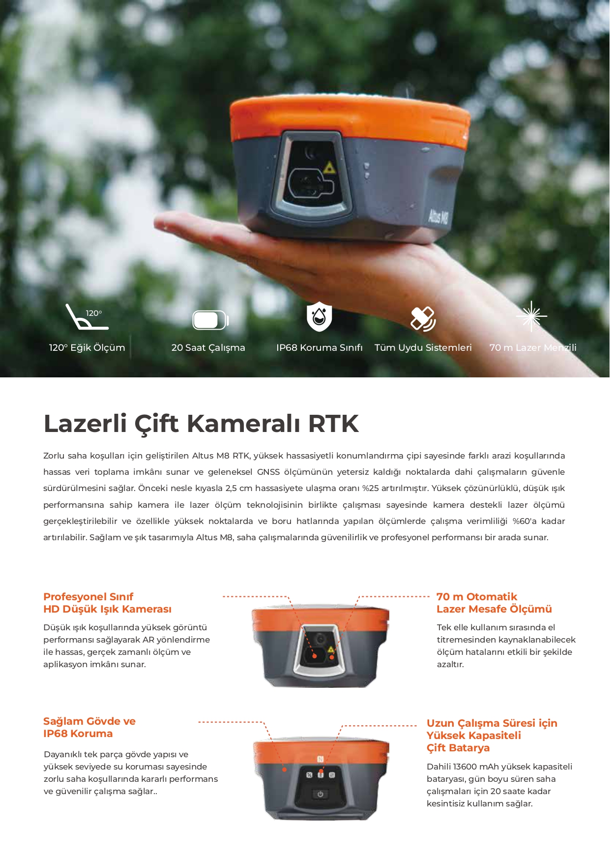 Altus M8 Lazerli Çift-Kameralı GNSS - Görsel 4